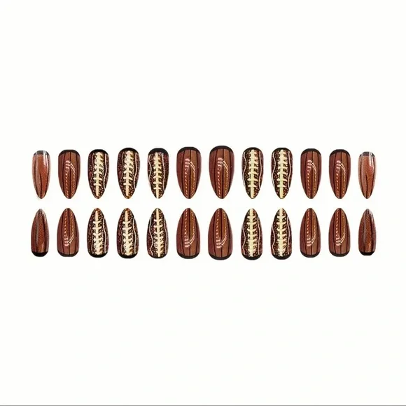 Football Themed Nail Art, Press On Nails, Almond Shaped, NEW - Picture 5 of 7